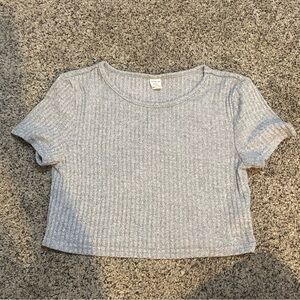 SHEIN scoop neck grey cropped tee 11-12 Y